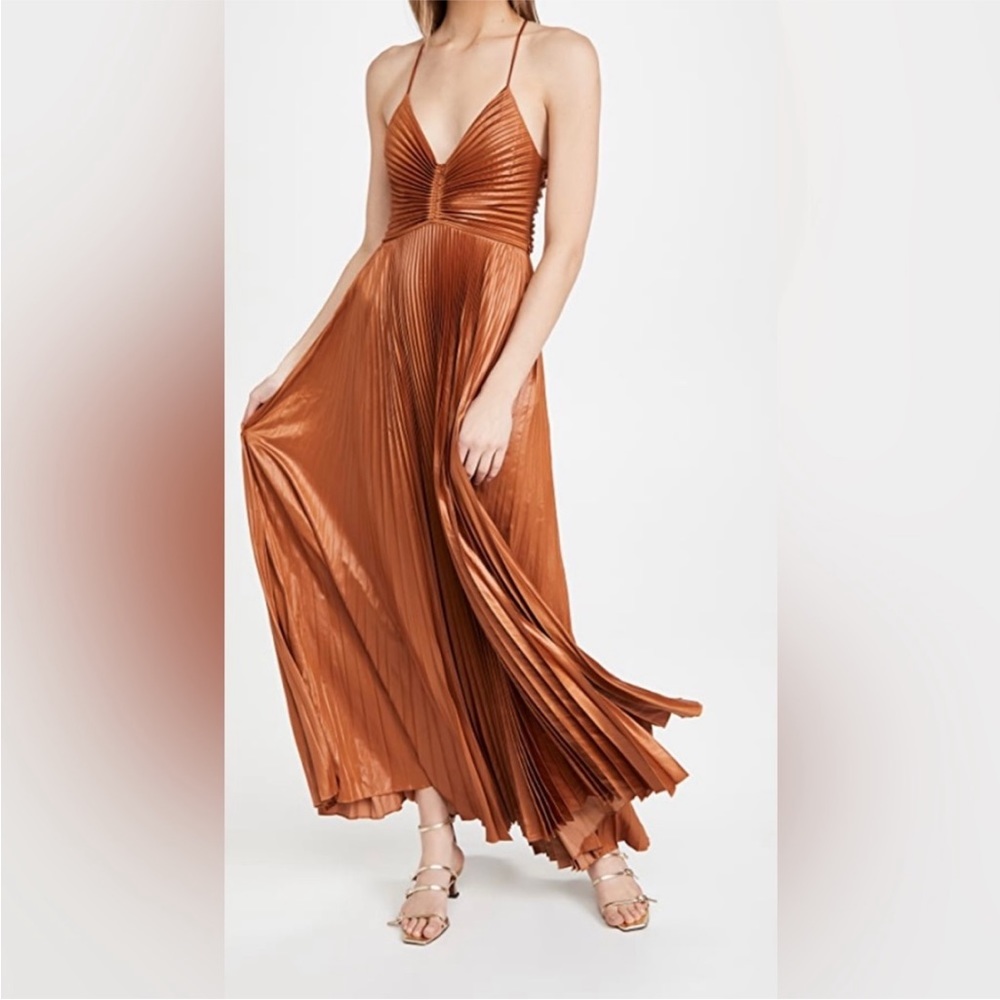 *NWOT* A.L.C Aries Dress Caramel Pleated Bronze